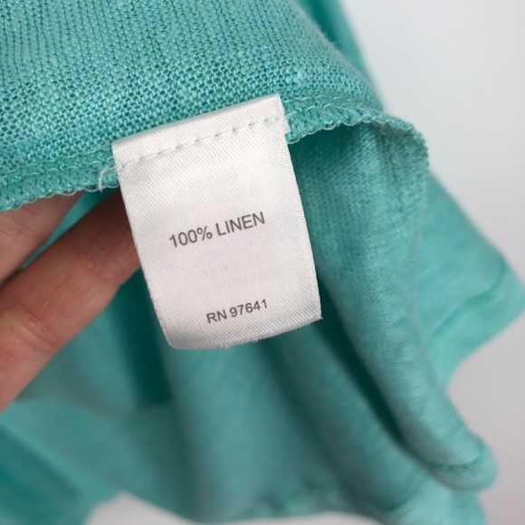 J Jill Womens Love Linen Cardigan Size XL Aqua Blue Longline Open Front Classic - Picture 5 of 9